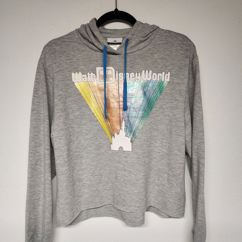 Walt Disney World Rainbow Castle Cropped Hi-Low Hoodie Women's Size Small